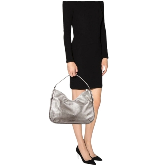 Jimmy Choo Zoe Gold Leather & Snakeskin Hobo - Picture 11 of 11